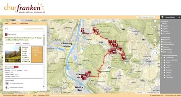 Rotweinwanderweg Karte Churfranken